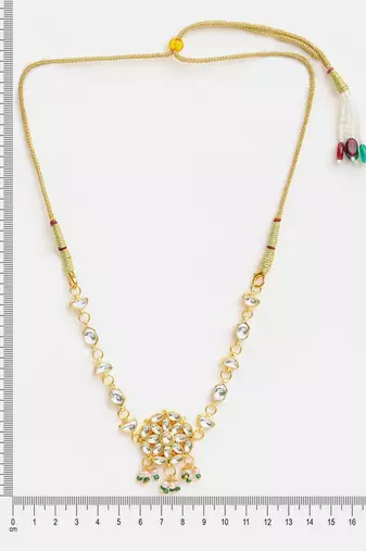 Gold plated kundan green beaded choker necklace
