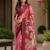 Red printed chanderi cotton ready to wear saree