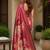 Red printed chanderi cotton ready to wear saree