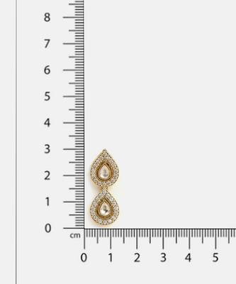 Gold plated kundan white stone stud earrings 4