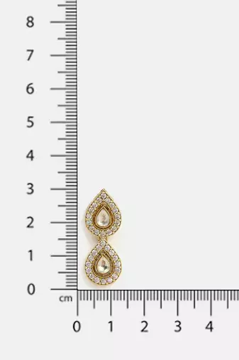 Gold plated kundan white stone stud earrings