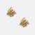 Gold plated kundan grey beaded stud earrings