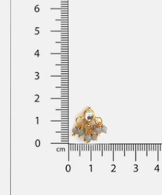 Gold plated kundan grey beaded stud earrings 3