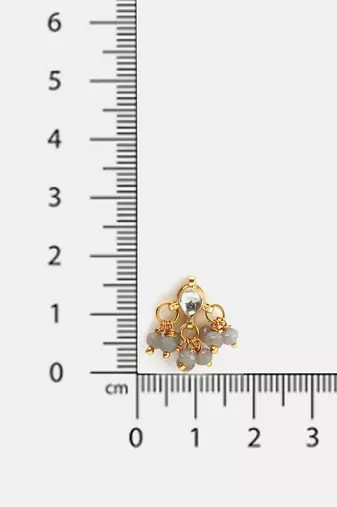 Gold plated kundan grey beaded stud earrings
