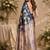 Navy blue blue printed chanderi cotton ready to wear saree