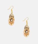 Gold plated kundan blue drop earrings