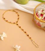 Gold plated kundan brown stones haathphool