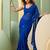 Blue women embroidered saree with blouse piece