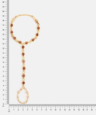 Gold plated kundan brown stones haathphool 5