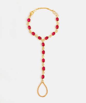 Gold plated kundan ruby red stones haathphool 1