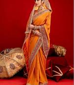 Orange embroidered sarees blouse piece