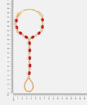 Gold plated kundan ruby red stones haathphool 2