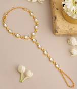 Gold plated kundan white stone haathphool