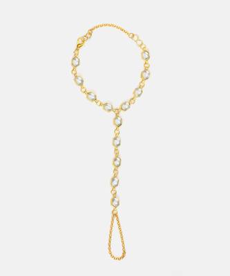 Gold plated kundan white stone haathphool 2