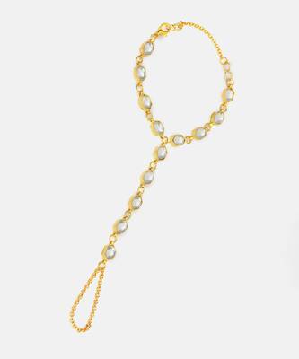 Gold plated kundan white stone haathphool 3