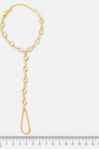 Gold plated kundan white stone haathphool