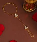 Gold plated kundan white stone haathphool