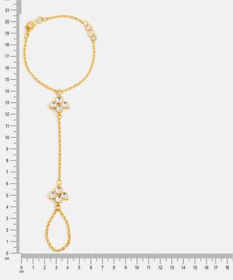 Gold plated kundan white stone haathphool 4