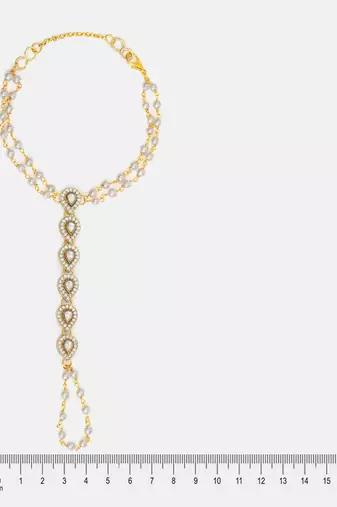 Gold plated kundan grey haathphool
