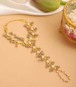 Gold plated kundan green haathphool