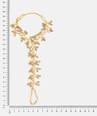 Gold plated kundan green haathphool 5
