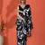 Black embellished floral printed digital printed satin saree with blouse piece