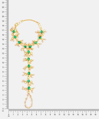 Gold plated kundan green haathphool 5