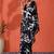 Black embellished floral printed digital printed satin saree with blouse piece