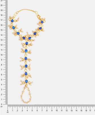 Gold plated kundan blue haathphool 5