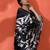 Black embellished floral printed digital printed satin saree with blouse piece
