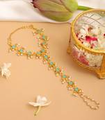 Gold plated kundan green haathphool