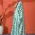 Green embellished checked printed digital printed satin saree with blouse piece