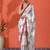 White embellished floral printed digital printed satin saree with blouse piece