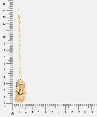 Gold plated kundan white beaded maang-tikka 4