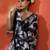 Black embellished floral printed digital printed satin saree with blouse piece