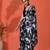 Black embellished floral printed digital printed satin saree with blouse piece