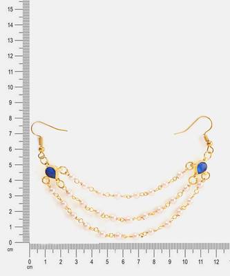 Gold plated kundan blue stone multi layered hair pin 3