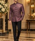 Wine jodhpuri bandhgala ethnic wear