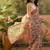 Cream floral printed linen blend zari ready to wear saree
