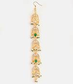 Gold plated kundan green stone parandi