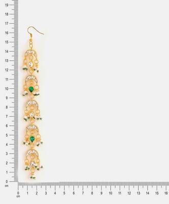 Gold plated kundan green stone parandi 3
