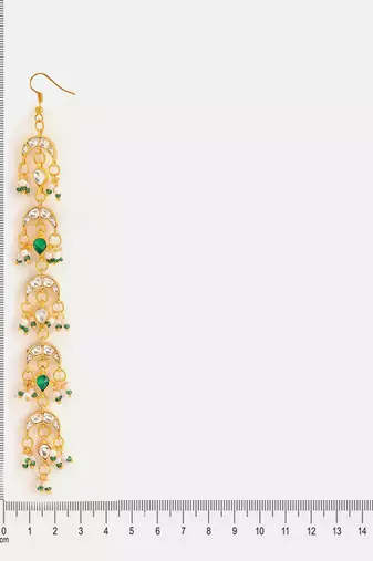 Gold plated kundan green stone parandi