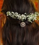 Gold plated kundan white stone hair pin
