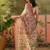 Cream floral printed linen blend zari ready to wear saree