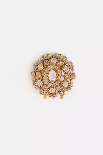 Gold plated kundan white stone hair pin