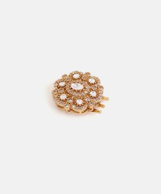 Gold plated kundan white stone hair pin 4