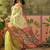 Yellow women ethnic motifs printed linen blend ready to wear saree