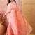 Peach women floral printed linen blend ready to wear saree