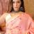 Peach women floral printed linen blend ready to wear saree