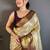Cream floral woven design zari kanjeevaram saree with unstitched blouse piece